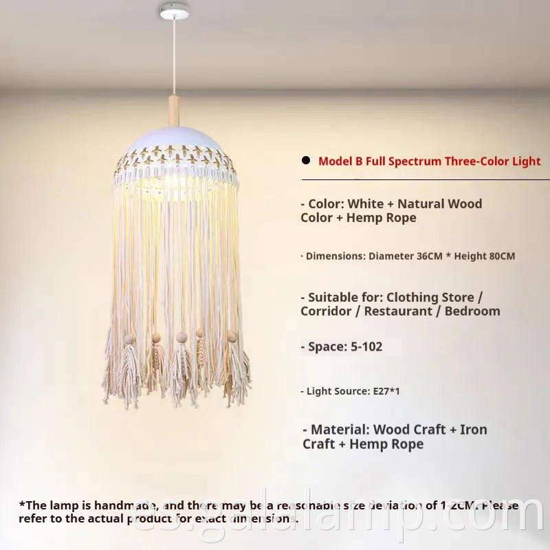 Luz colgante de Boho MacRame hecho a mano para una acogedora decoración de dormitorios y sala de estar